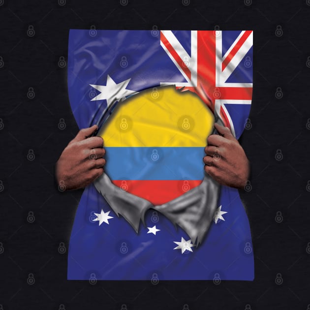 Colombia Flag Australian Flag Ripped - Gift for Colombian From Colombia by Country Flags
